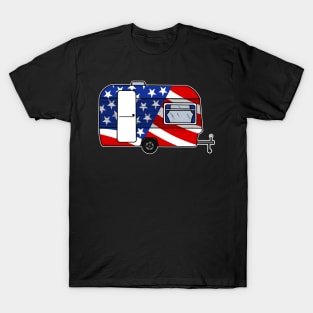 4th July Caravan American Flag Camping USA T-Shirt